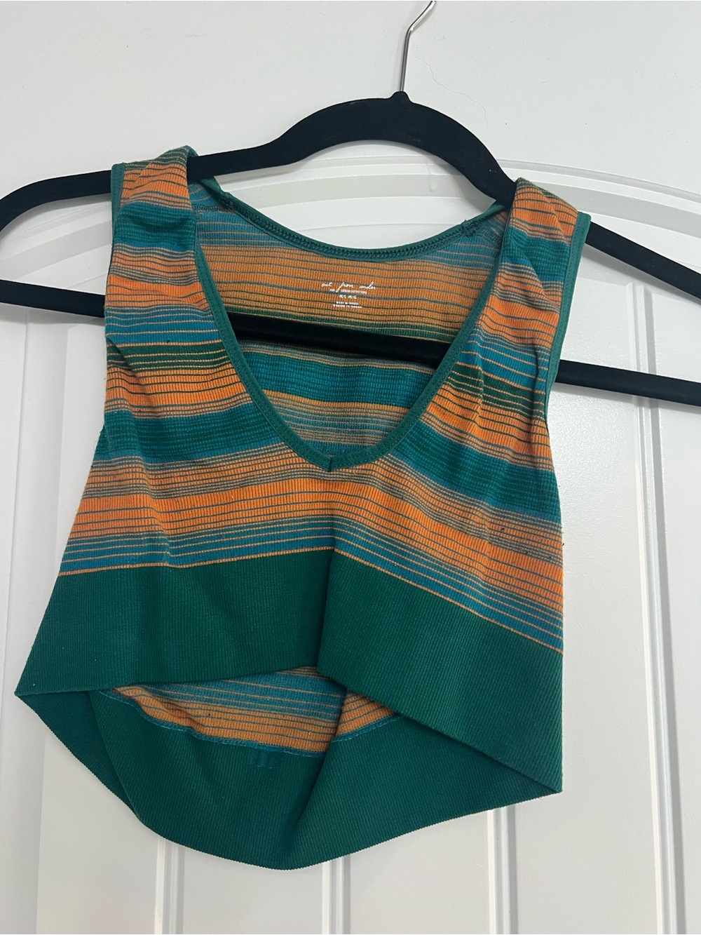Urban Outfitters Striped Cropped Tank Top/ Bralette- Green & Orange